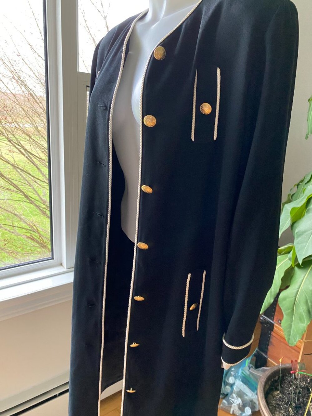 #13 Women's ROUIE Black Button-up Dress/Duster - Picture 3 of 14